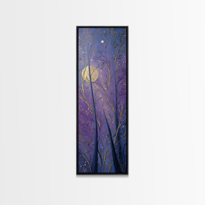 Cosmic Archer Silhouette Beneath a Violet Sky Framed Canvas Print, Astrology Art, Modern Decor, Living Room Decor, Zodiac, AST-1x3-50