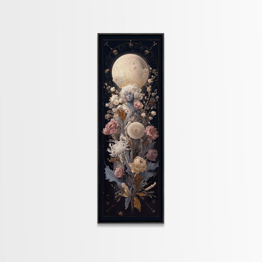 Astrological Botanical Wreath Framed Canvas Print, Astrology Art, Gallery Decor, Living Room Decor, Fine Art, Zodiac, AST-1x3-71