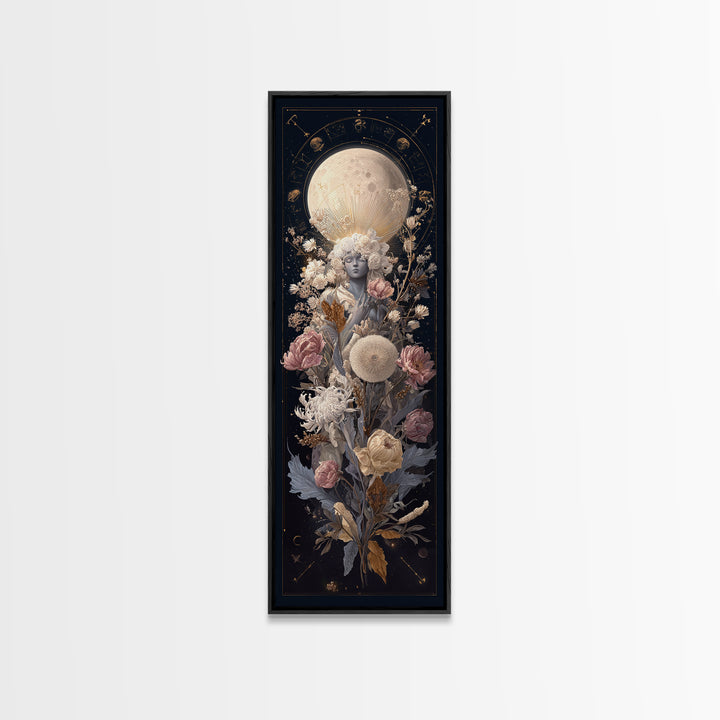 Astrological Botanical Wreath Framed Canvas Print, Astrology Art, Gallery Decor, Living Room Decor, Fine Art, Zodiac, AST-1x3-71