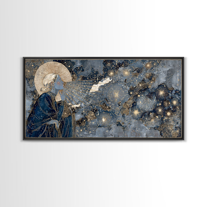 Art Nouveau Zodiac Woman Framed Canvas Print, Astrology Art, Fine Art Print, Living Room Decor, Fine Art, Zodiac, Digital Art, AST-2x1-20