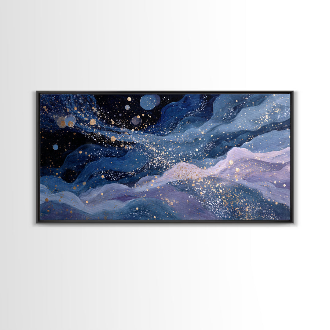 Water Bearer Figure Pouring a River of Framed Canvas Print, Astrology Art, Leo Astrology, Living Room Decor, Fine Art, Zodiac, AST-2x1-59