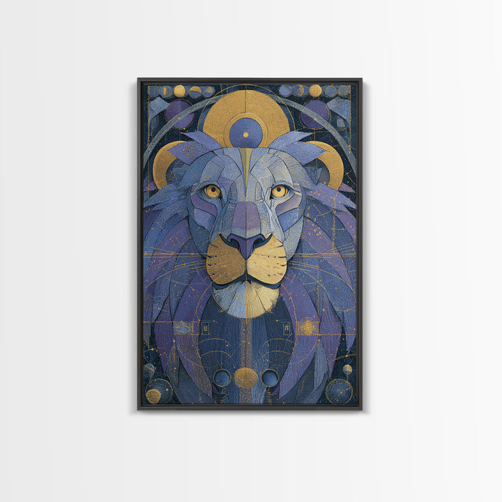 Celestial Lion Portrait Formed from Star Patterns Canvas Print, Astrology Art, Contemporary Art, Living Room Decor, Zodiac, AST-2x3-10
