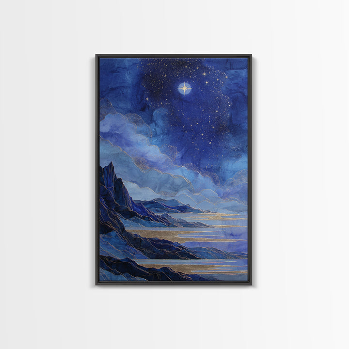 Ram Constellation Above Desert Cliffs at Night Canvas Print, Astrology Art, Gallery Decor, Living Room Decor, Fine Art, Zodiac, AST-2x3-16