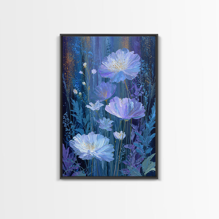 Dreamlike Night Garden Framed Canvas Print, Astrology Art, Minimalist Decor, Living Room Decor, Oil Painting, Zodiac, AST-2x3-6