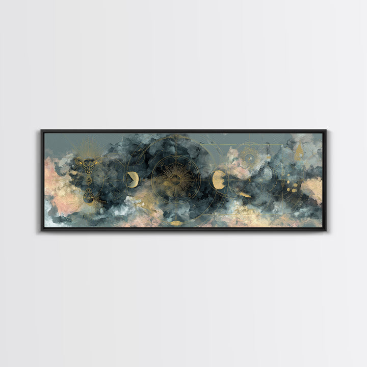 Capricorn Sea Goat Emerging from Cosmic Waves Canvas Print, Astrology Art, Astrology Wall Art, Living Room Decor, AST-3x1-11
