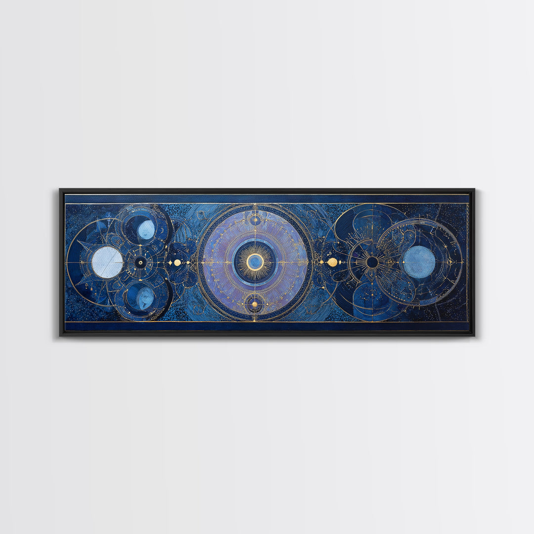 Birth Chart Geometry Framed Canvas Print, Astrology Art, Digital Wall Art, Living Room Decor, Fine Art, Zodiac, Astronomy Art, AST-3x1-47