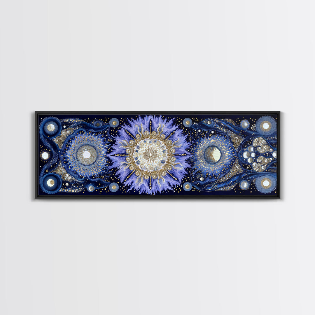 Capricorn Sea Goat Emerging from Cosmic Waves Framed Canvas Print, Astrology Art, Art Print, Living Room Decor, Zodiac, AST-3x1-59