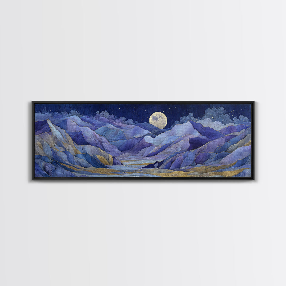 Ram Constellation Above Desert Cliffs at Night Framed Canvas Print, Astrology Art, Poster, Living Room Decor, Fine Art, Zodiac, AST-3x1-72