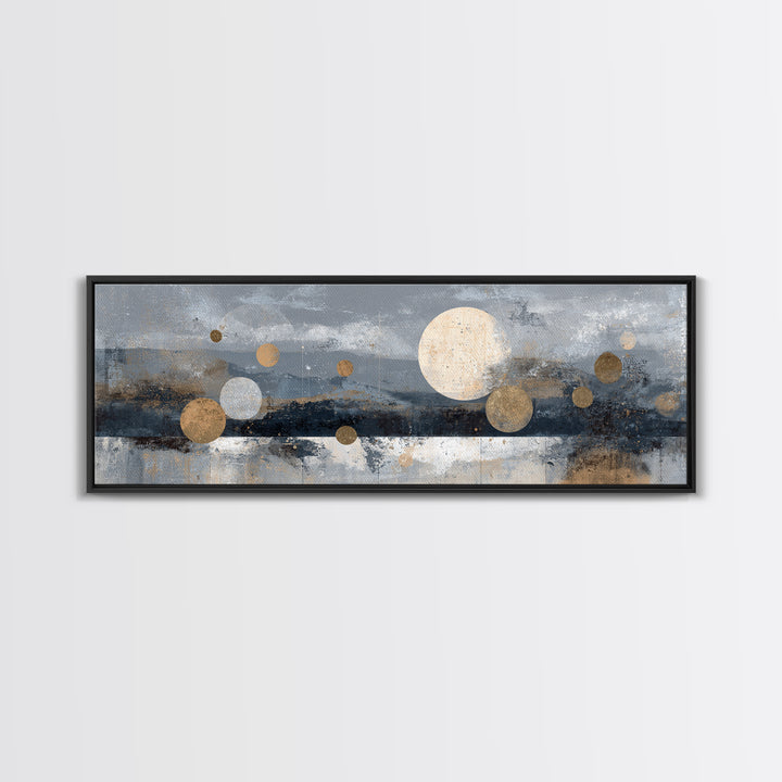 Lunar Phase Composition Framed Canvas Print, Astrology Art, Astronomy Print, Living Room Decor, Fine Art, Zodiac, AST-3x1-77