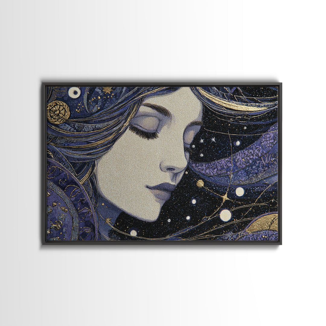 Art Nouveau Zodiac Woman Canvas Print, Astrology Art, Astrology Gifts, Living Room Decor, Oil Painting, Zodiac, Astronomy Print, AST-3x2-4