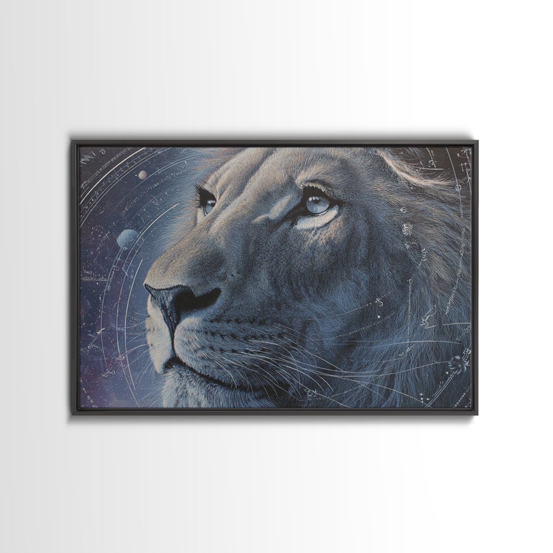 Celestial Lion Portrait Formed from Star Patterns Canvas Print, Astrology Art, Giclee Print, Living Room Decor, Zodiac, AST-3x2-54