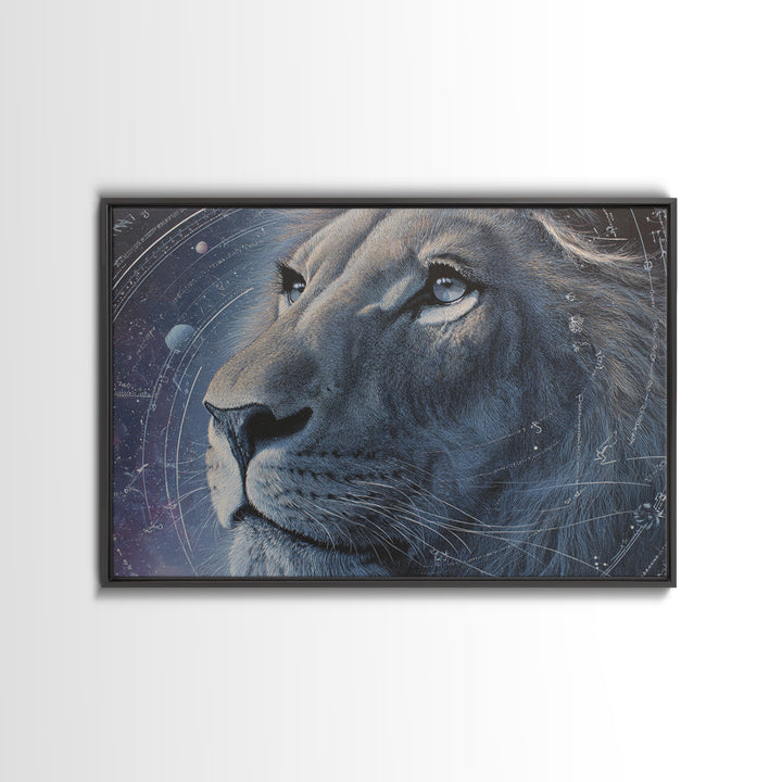 Celestial Lion Portrait Formed from Star Patterns Canvas Print, Astrology Art, Giclee Print, Living Room Decor, Zodiac, AST-3x2-54