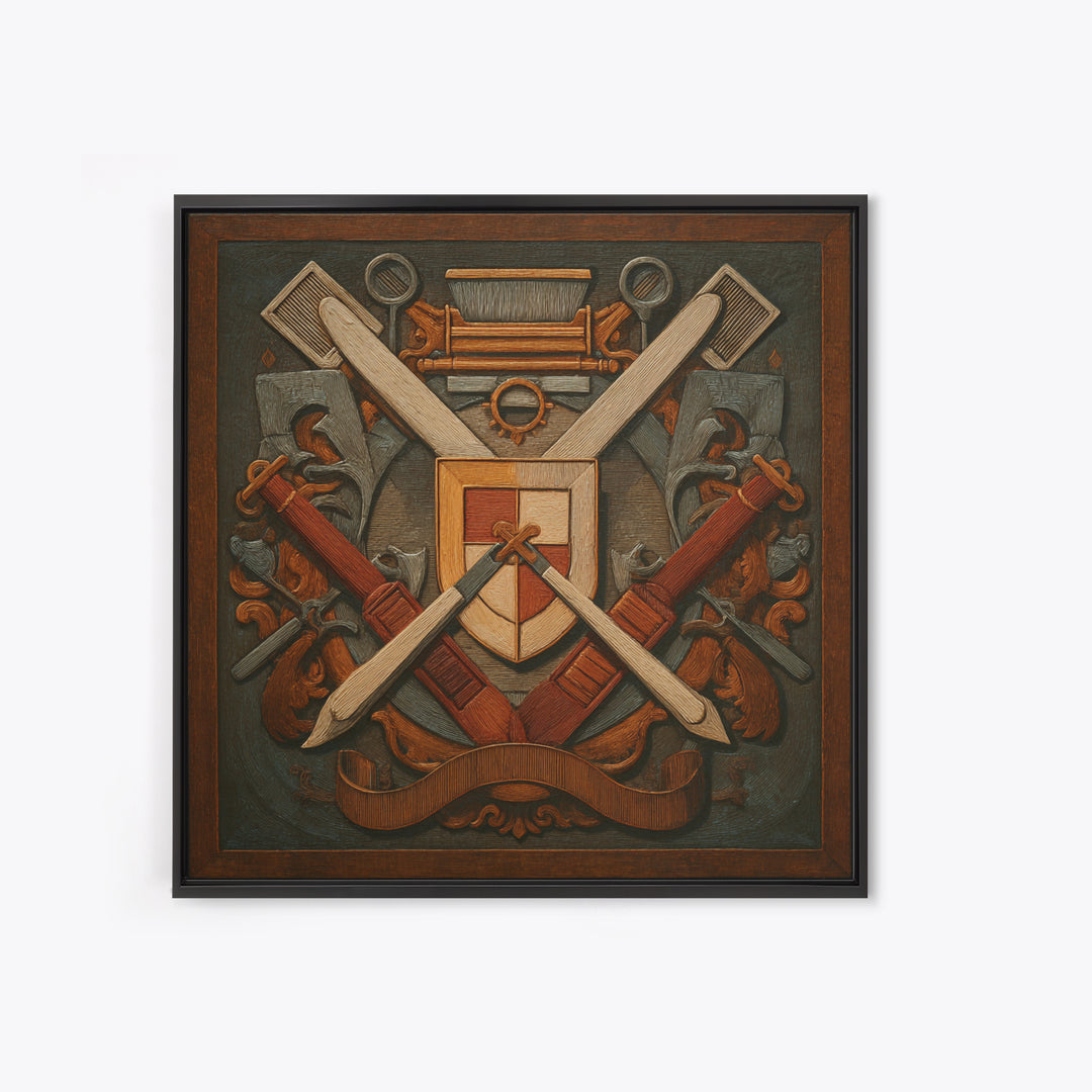Bold Linocut Barber Emblem Framed Canvas Print, Barbershop Art, Art Print, Barbershop Decor, Grooming, African American Art, BAA-1x1-96