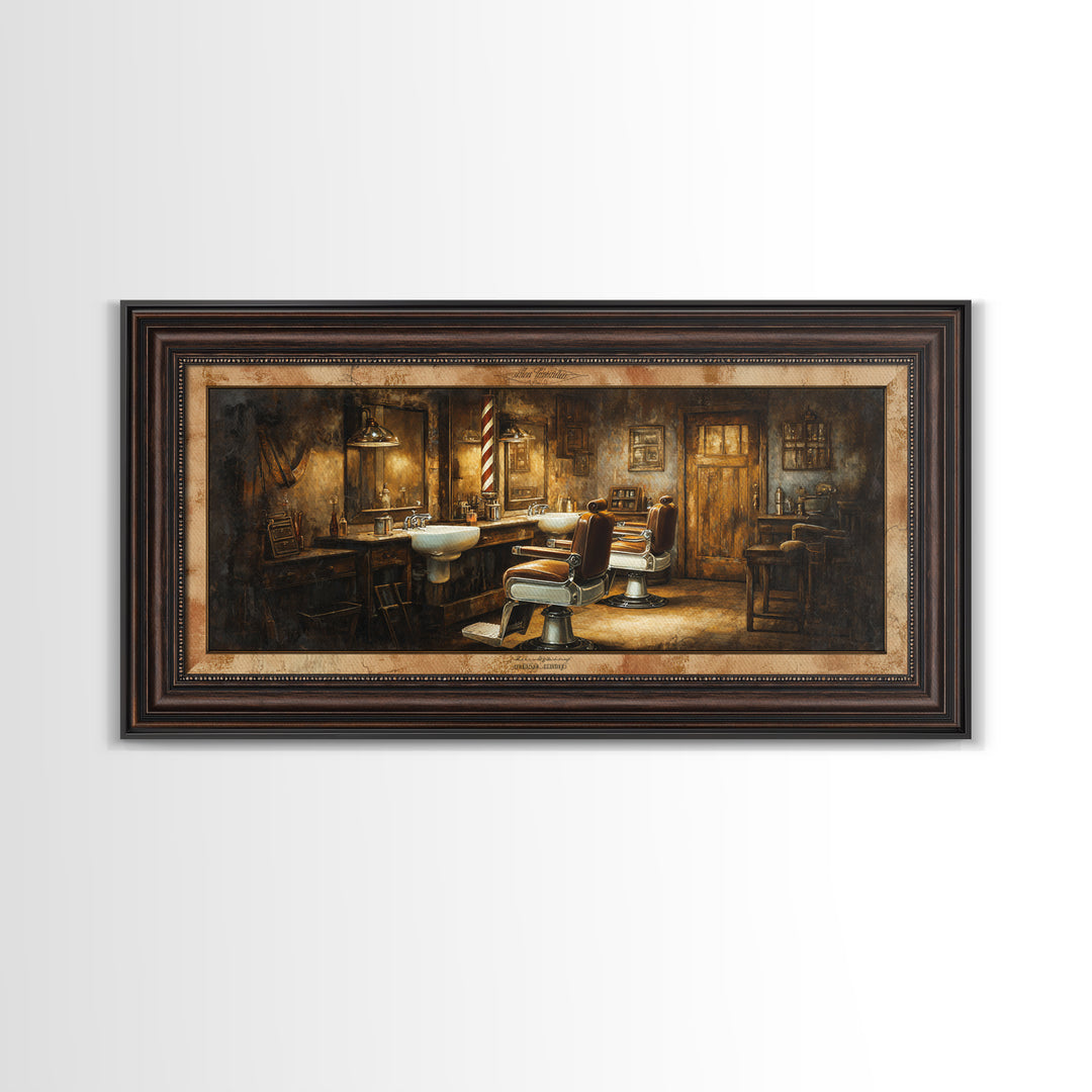 Retro Clipper Advertising Art Framed Canvas Print, Barbershop Art, Art Print, Barbershop Decor, Grooming, African American Art, BAA-2x1-43