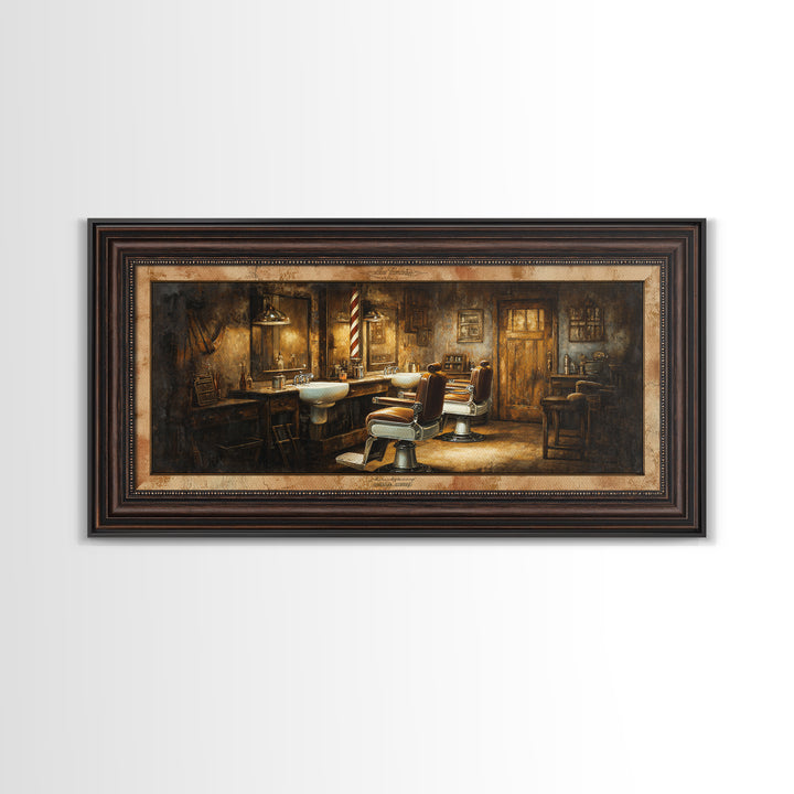 Retro Clipper Advertising Art Framed Canvas Print, Barbershop Art, Art Print, Barbershop Decor, Grooming, African American Art, BAA-2x1-43