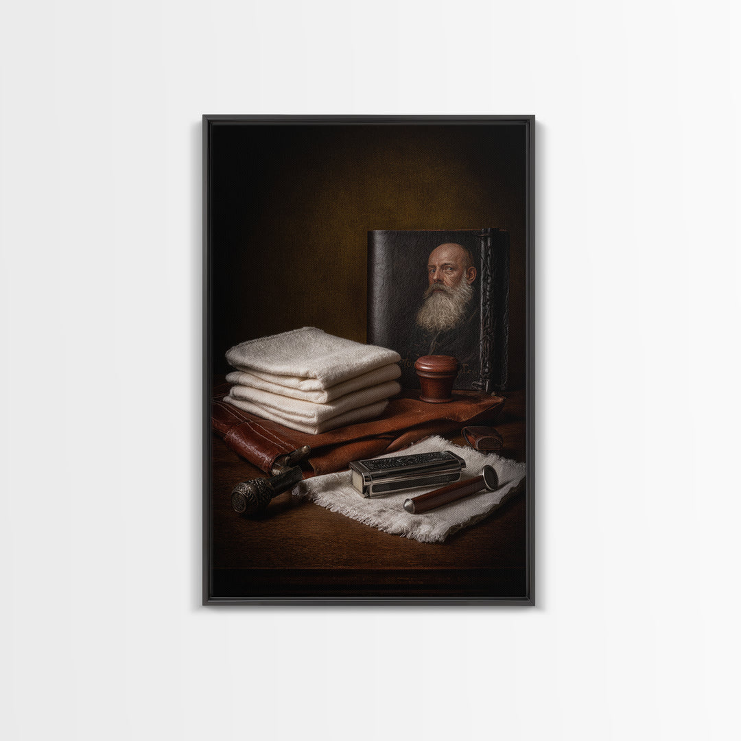Black and White Portrait of a Sharply Framed Canvas Print, Barbershop Art, Home Decor, Barbershop Decor, Fine Art, Grooming, BAA-2x3-26