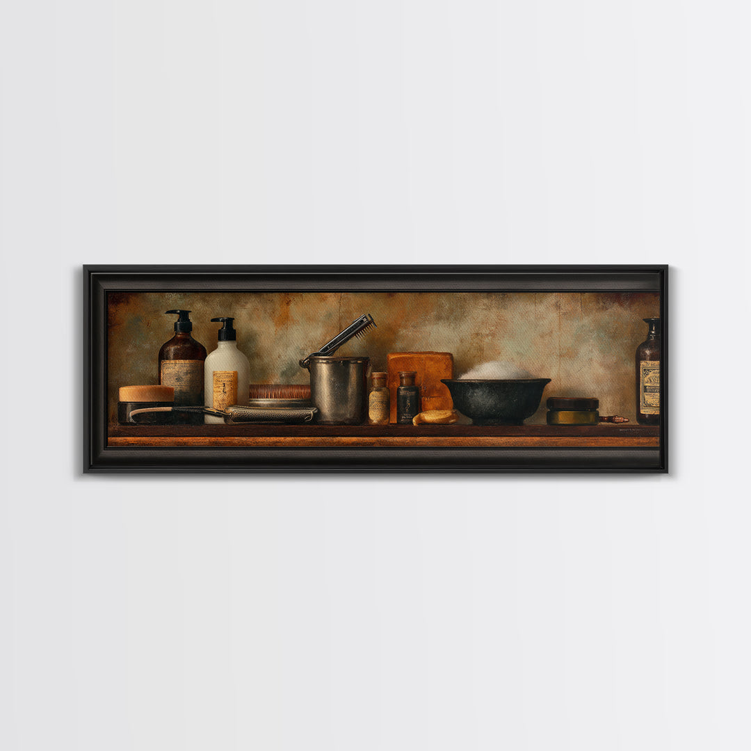 Retro Clipper Advertising Art Framed Canvas Print, Barbershop Art, Minimalist Art, Barbershop Decor, Fine Art, Grooming, BAA-3x1-15