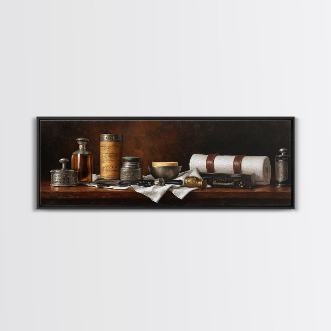 Classic Mustache Chart Illustrated Framed Canvas Print, Barbershop Art, Luxury Decor, Barbershop Decor, Fine Art, Grooming, BAA-3x1-56