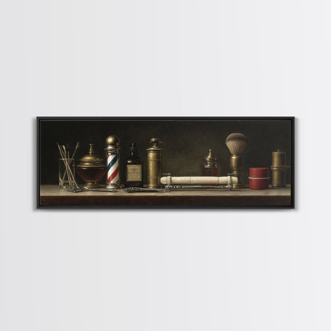 Classic Mustache Chart Illustrated Canvas Print, Barbershop Art, Wall Art, Barbershop Decor, Fine Art, Grooming, Black Wall Art, BAA-3x1-80
