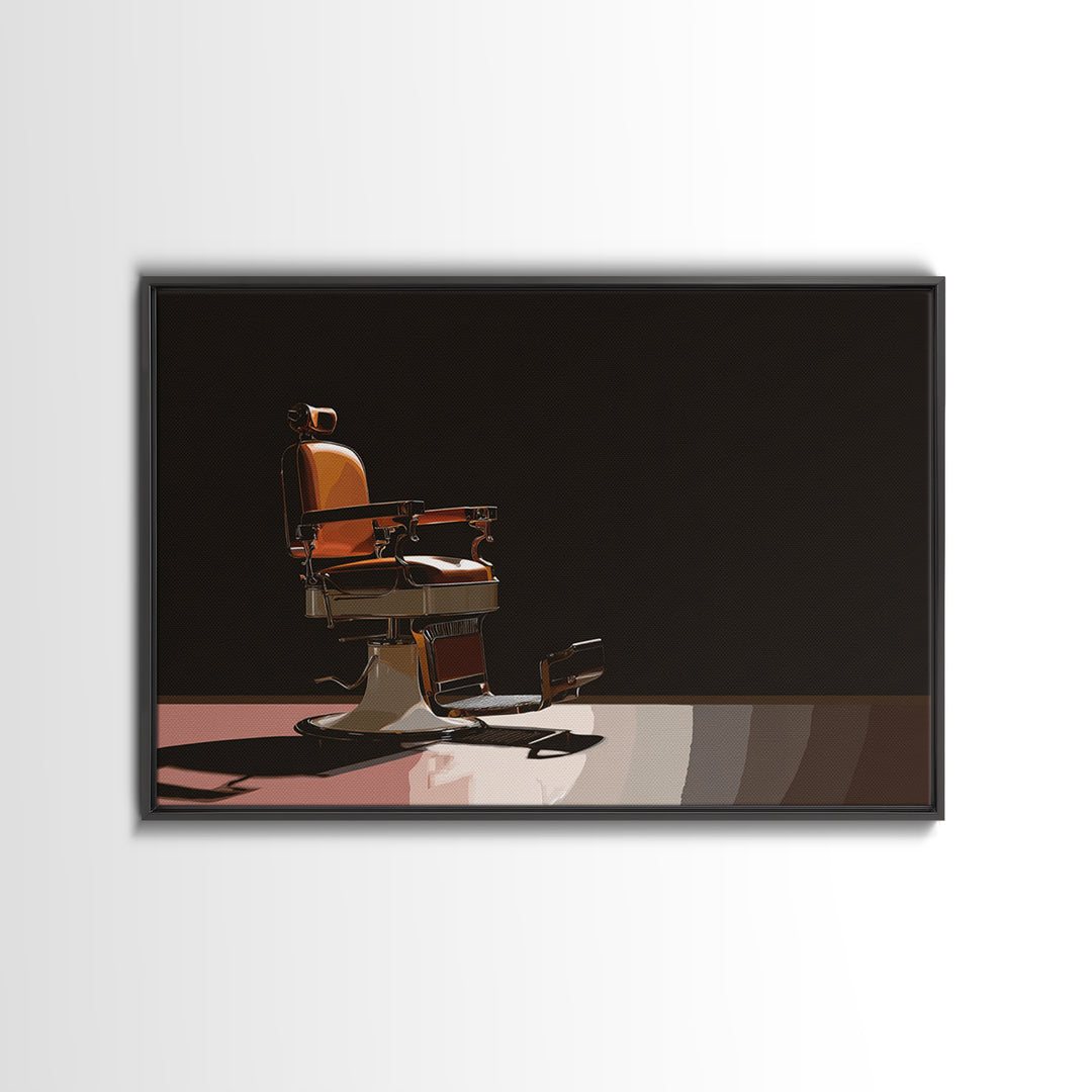 Barber Chair Silhouette Rendered as Iconic Graphic Canvas Print, Barbershop Art, Man Cave Decor, Barbershop Decor, Grooming, BAA-3x2-87