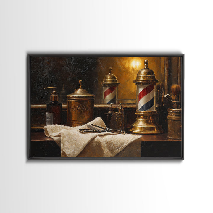 Hot Towel Shave Scene Cropped Close to Canvas Print, Barbershop Art, Afrocentric Wall Art, Barbershop Decor, Oil Painting, BAA-3x2-89