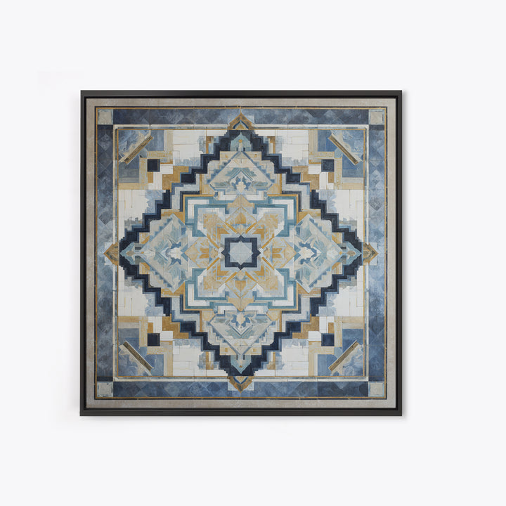 Quilt Pattern Folk Art Composition Framed Canvas Print, Bed and Breakfast Art, Printable Art, Living Room Decor, Fine Art, BAB-1x1-11