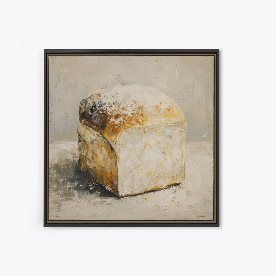 Freshly Baked Bread Framed Canvas Print, Bed and Breakfast Art, Abstract Art, Living Room Decor, Fine Art, Coffee Art, BAB-1x1-44