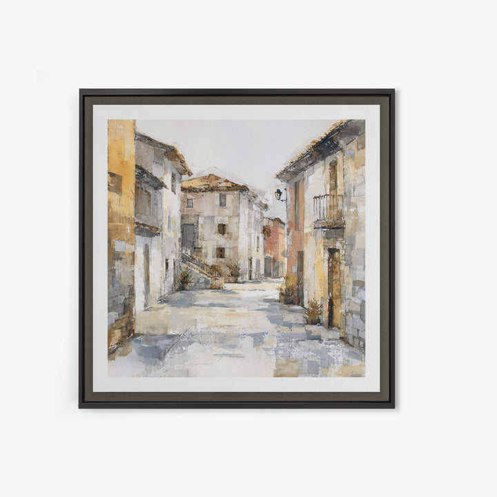Soft Watercolor Village Street at Dawn Canvas Print, Bed and Breakfast Art, Fine Art Print, Living Room Decor, Fine Art, BAB-1x1-5