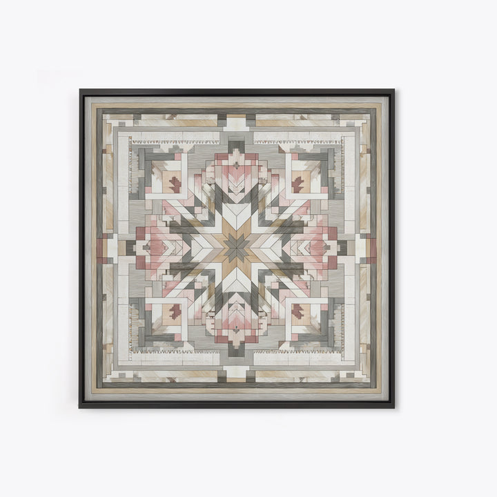 Quilt Pattern Folk Art Composition Canvas Print, Bed and Breakfast Art, Gallery Decor, Living Room Decor, Fine Art, BAB-1x1-59