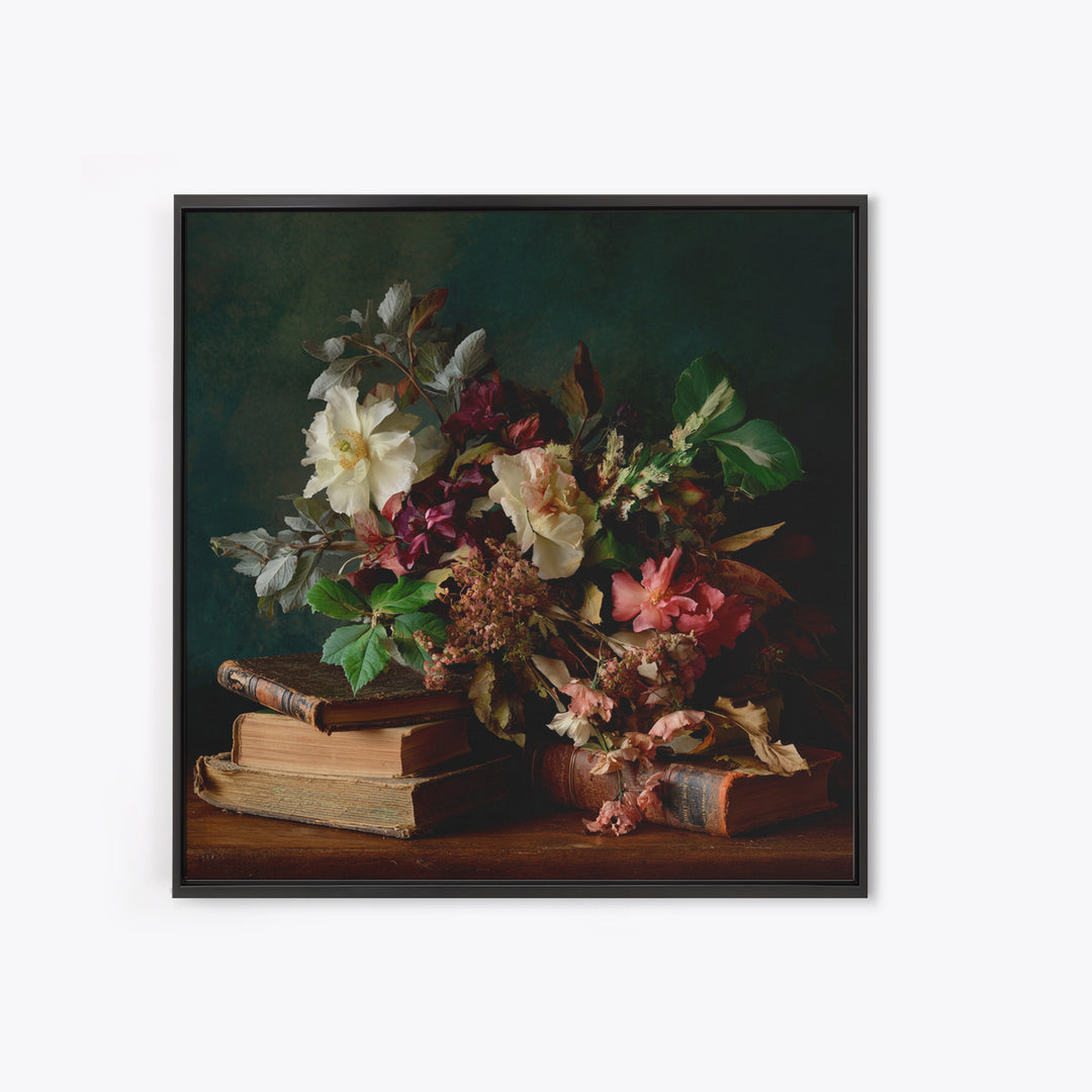 Warm Fireplace Still Life Framed Canvas Print, Bed and Breakfast Art, Bedroom Prints, Living Room Decor, Fine Art, BAB-1x1-66