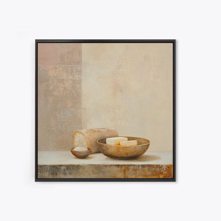 Freshly Baked Bread Framed Canvas Print, Bed and Breakfast Art, Above Bed Decor, Living Room Decor, Fine Art, BAB-1x1-68