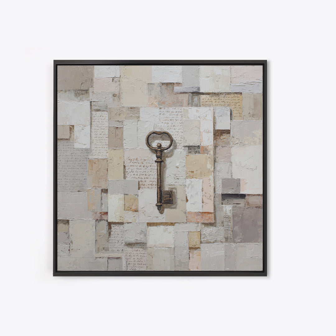 Antique Key and Handwritten Letter Arrangement Without Canvas Print, Bed and Breakfast Art, Wall Decor, Living Room Decor, BAB-1x1-81