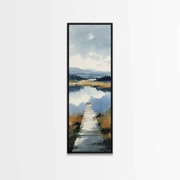 Quiet Lake Dock at Early Morning Canvas Print, Bed and Breakfast Art, Trendy Wall Art, Living Room Decor, Fine Art, BAB-1x3-10