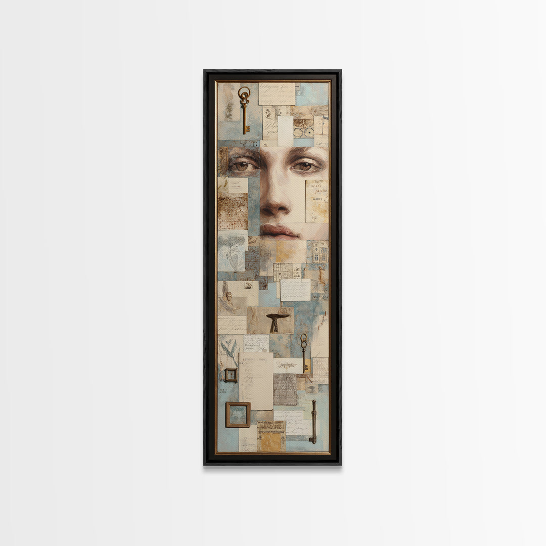 Antique Key and Handwritten Letter Arrangement Without Canvas Print, Bed and Breakfast Art, Luxury Decor, Living Room Decor, BAB-1x3-21