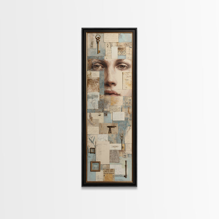 Antique Key and Handwritten Letter Arrangement Without Canvas Print, Bed and Breakfast Art, Luxury Decor, Living Room Decor, BAB-1x3-21