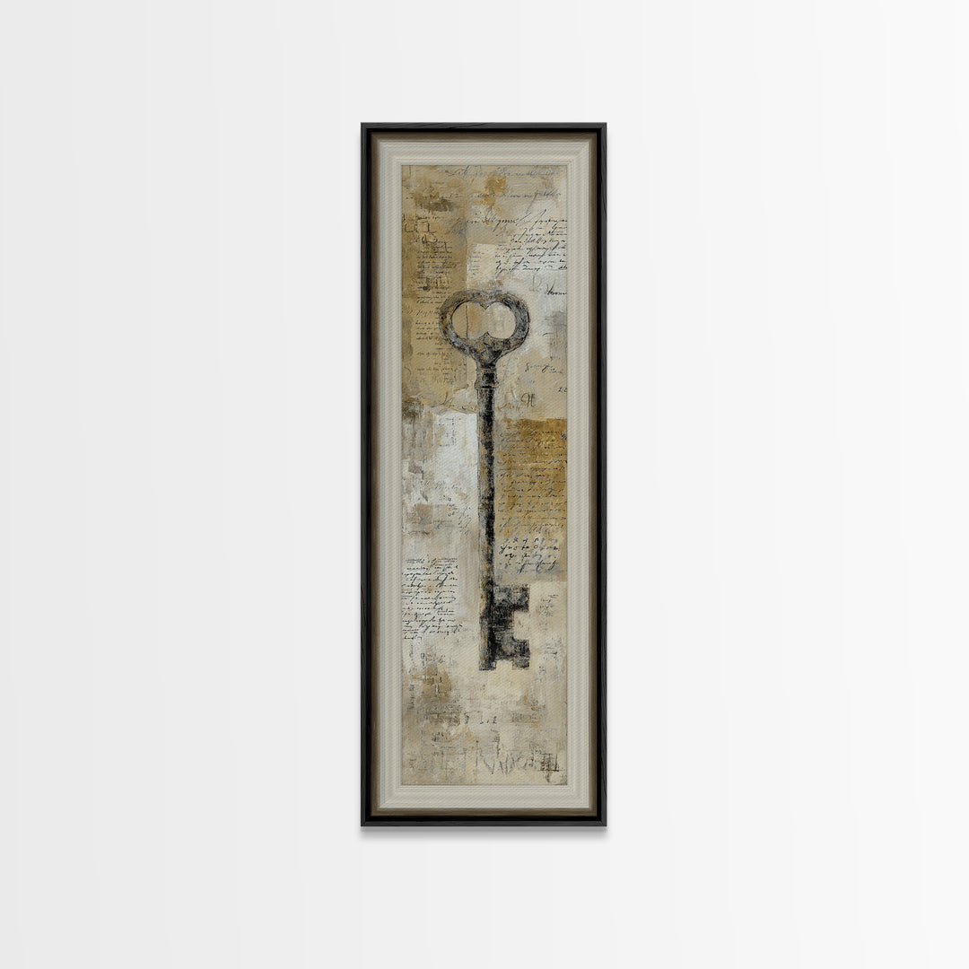 Antique Key and Handwritten Letter Arrangement Without Canvas Print, Bed and Breakfast Art, Wall Art, Living Room Decor, BAB-1x3-45