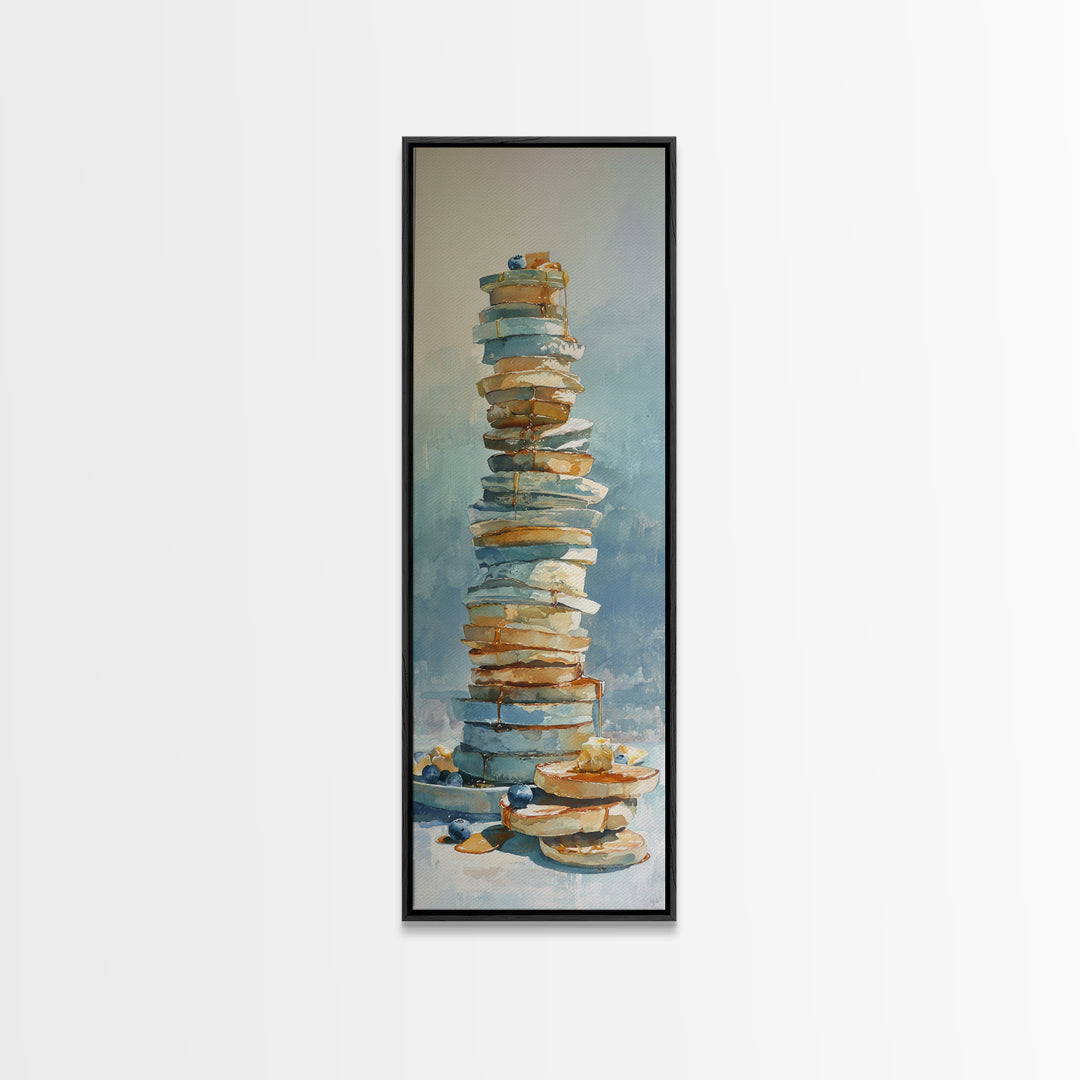 Blueberry Pancakes Still Life Canvas Print, Bed and Breakfast Art, Bedroom Wall Art, Living Room Decor, Fine Art, BAB-1x3-68