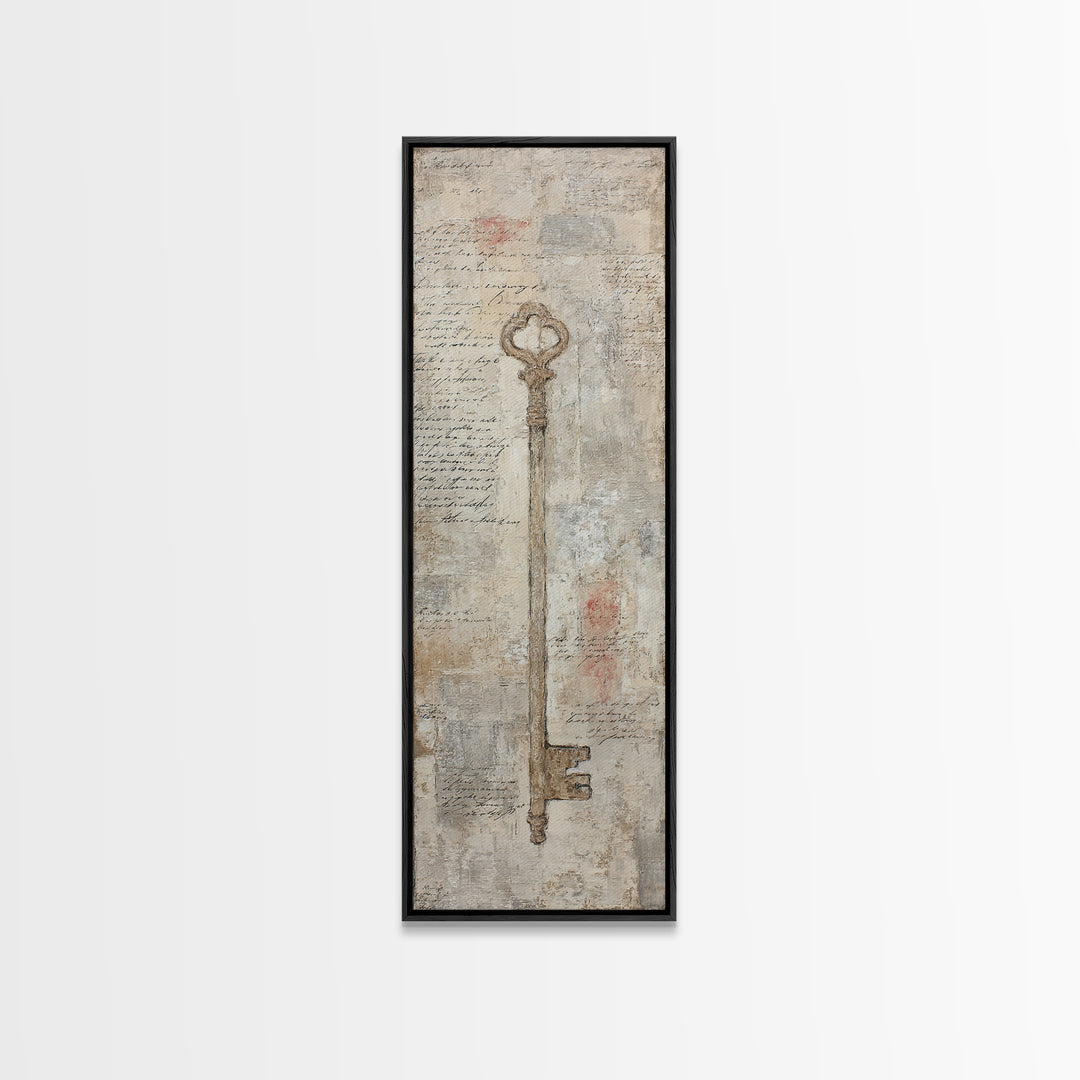 Antique Key and Handwritten Letter Arrangement Without Canvas Print, Bed and Breakfast Art, Wall Art, Living Room Decor, BAB-1x3-69