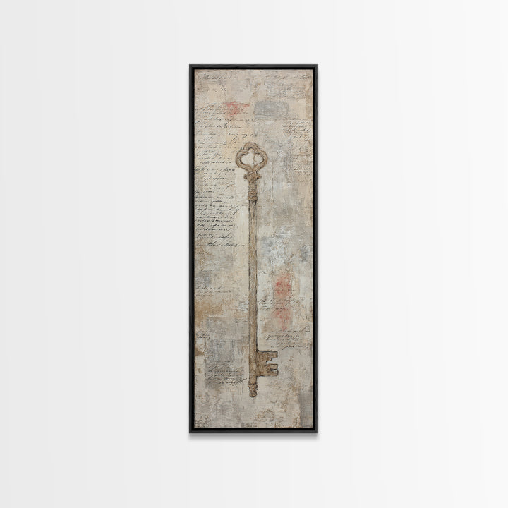 Antique Key and Handwritten Letter Arrangement Without Canvas Print, Bed and Breakfast Art, Wall Art, Living Room Decor, BAB-1x3-69