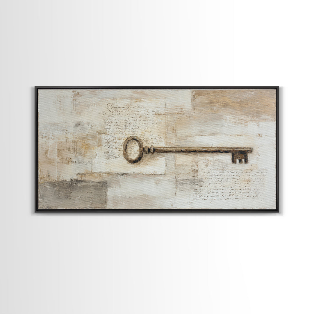 Antique Key and Handwritten Letter Arrangement Without Canvas Print, Bed and Breakfast Art, Farmhouse Decor, Living Room Decor, BAB-2x1-53