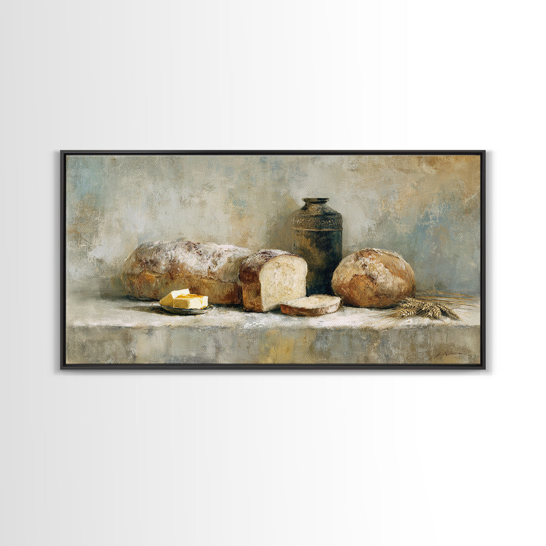 Freshly Baked Bread Canvas Print, Bed and Breakfast Art, Printable, Living Room Decor, Fine Art, Bedroom Wall Decor, BAB-2x1-64