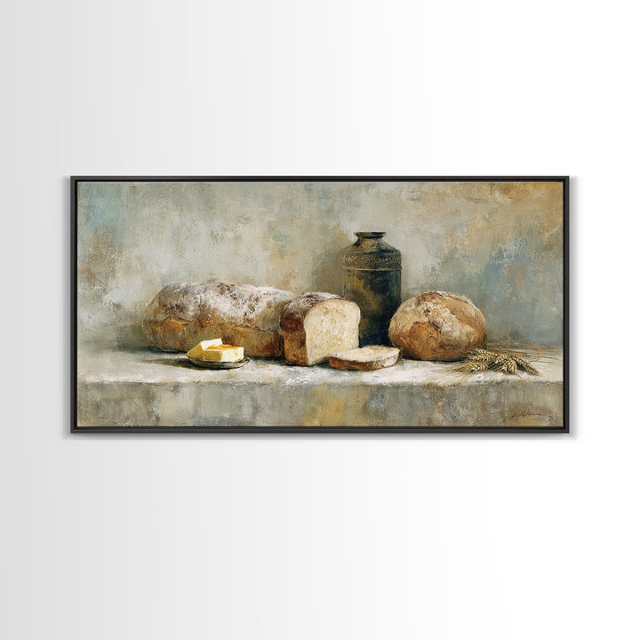 Freshly Baked Bread Canvas Print, Bed and Breakfast Art, Printable, Living Room Decor, Fine Art, Bedroom Wall Decor, BAB-2x1-64