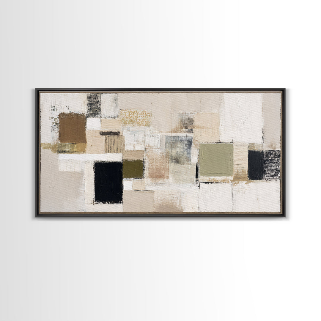 Quilt Pattern Folk Art Composition Framed Canvas Print, Bed and Breakfast Art, Print, Living Room Decor, Fine Art, BAB-2x1-7