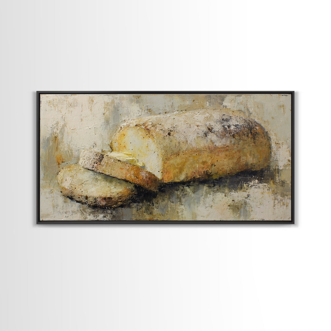 Freshly Baked Bread Framed Canvas Print, Bed and Breakfast Art, Printable Art, Living Room Decor, Fine Art, Bedroom Prints, BAB-2x1-88