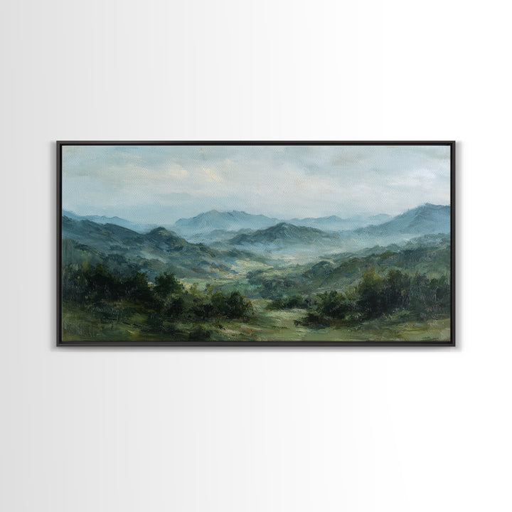 Classic Landscape with Rolling Green Hills Canvas Print, Bed and Breakfast Art, Farmhouse Decor, Living Room Decor, BAB-2x1-92