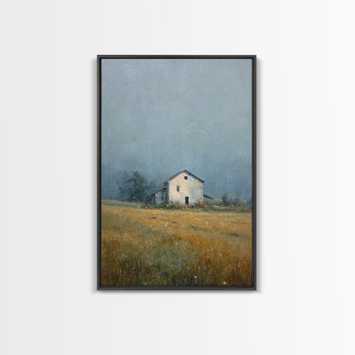 Old Farmhouse Landscape Canvas Print, Bed and Breakfast Art, Minimalist Decor, Living Room Decor, Oil Painting, BAB-2x3-15