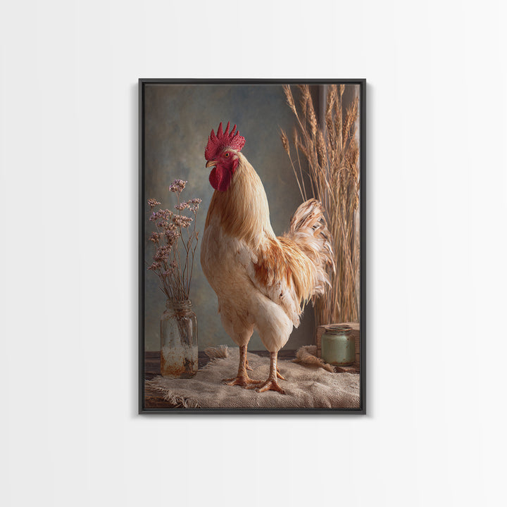 Rooster and Wildflower Country Portrait Canvas Print, Bed and Breakfast Art, Home Decor, Living Room Decor, Fine Art, BAB-2x3-27