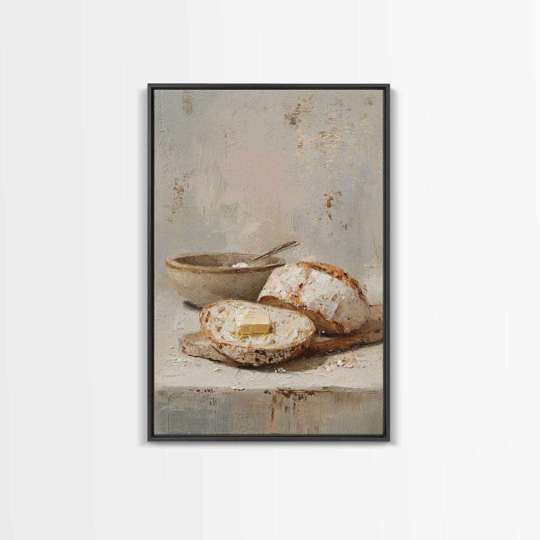 Freshly Baked Bread Framed Canvas Print, Bed and Breakfast Art, Above Bed Decor, Living Room Decor, Fine Art, BAB-2x3-28