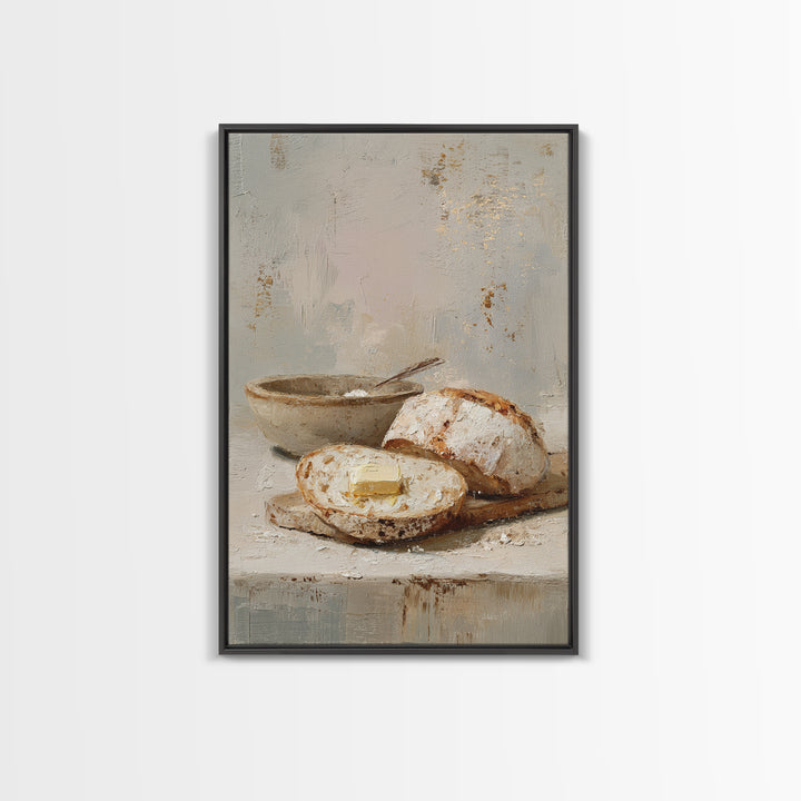 Freshly Baked Bread Framed Canvas Print, Bed and Breakfast Art, Above Bed Decor, Living Room Decor, Fine Art, BAB-2x3-28