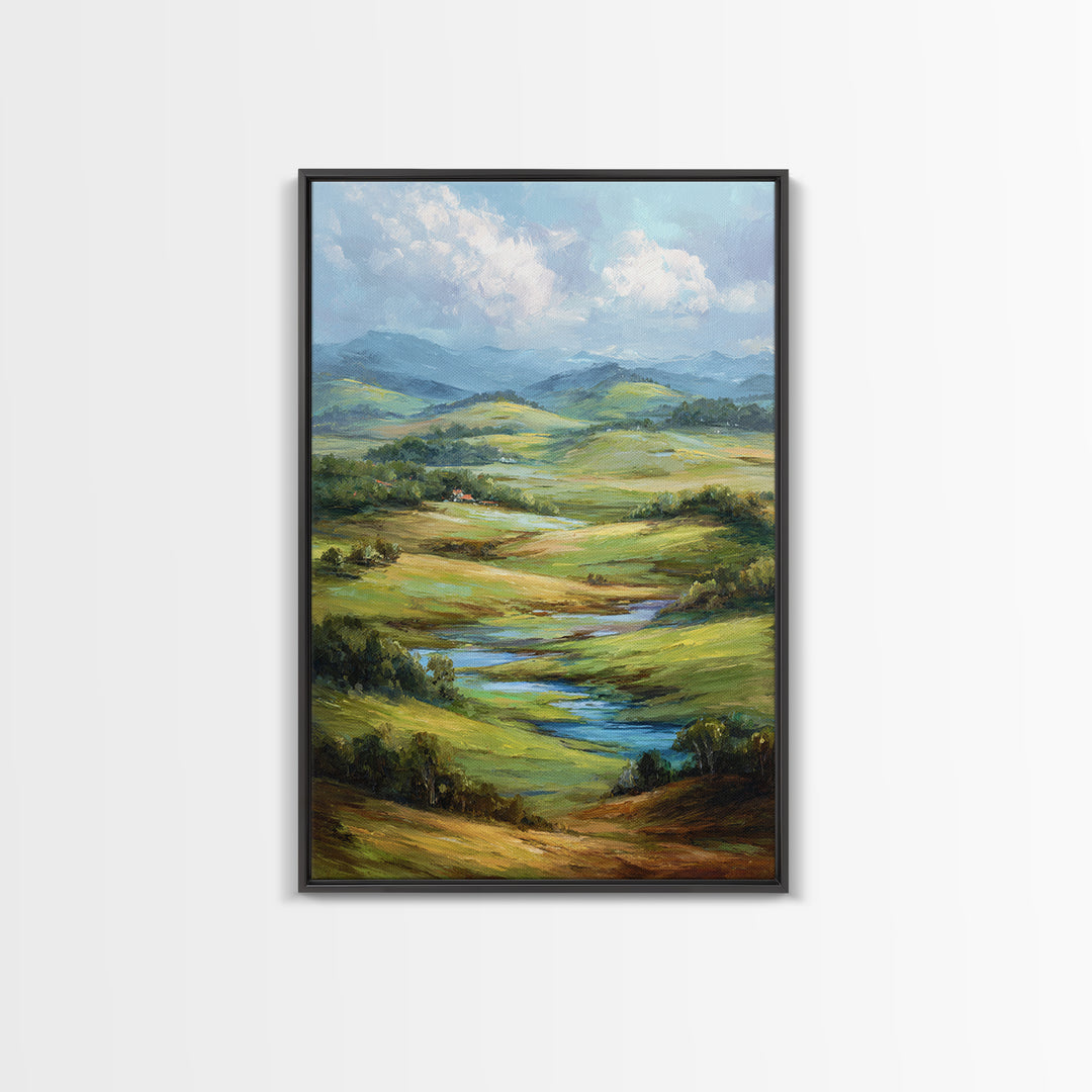 Classic Landscape with Rolling Green Hills Canvas Print, Bed and Breakfast Art, Statement Artwork, Living Room Decor, BAB-2x3-32